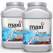 Two Maxinutrition Cyclone Protein (1.26kg το καθένα) with 90 €